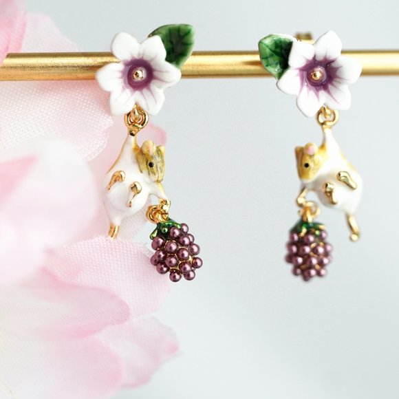 Bill skinner cute mouse and blackberry earrings - Picture 7 of 9